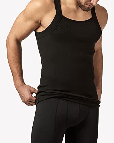 papi Papi Men\'s 3-Pack Cotton Square Neck Tank Top, Black, X-Large