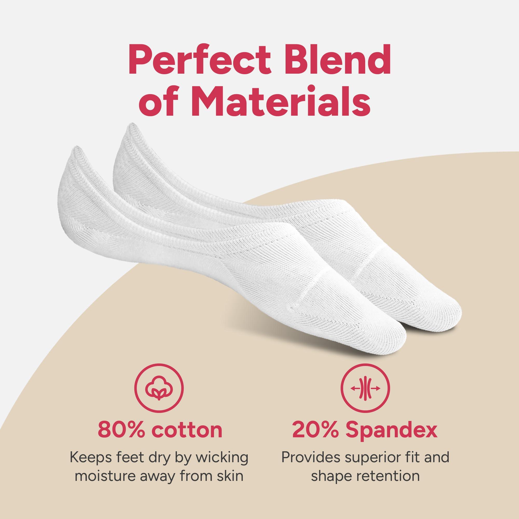 Eedor Eedor Women's No Show Socks, Comfy and Breathable Non-Slip, Low Cut Invisible Liner Socks for Casual and Formal Wear, Durable, Soft, Stretchable Fabric - 3 Pairs, Large, Size 8-10 - White