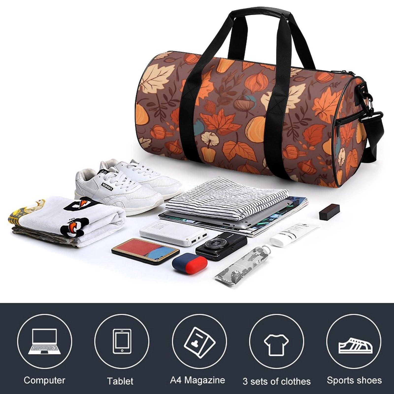 LXTDPBK Gym Bags for Men Women Fall Duffle Bag Travel Overnight Bag with Shoe Compartment Tote Bags
