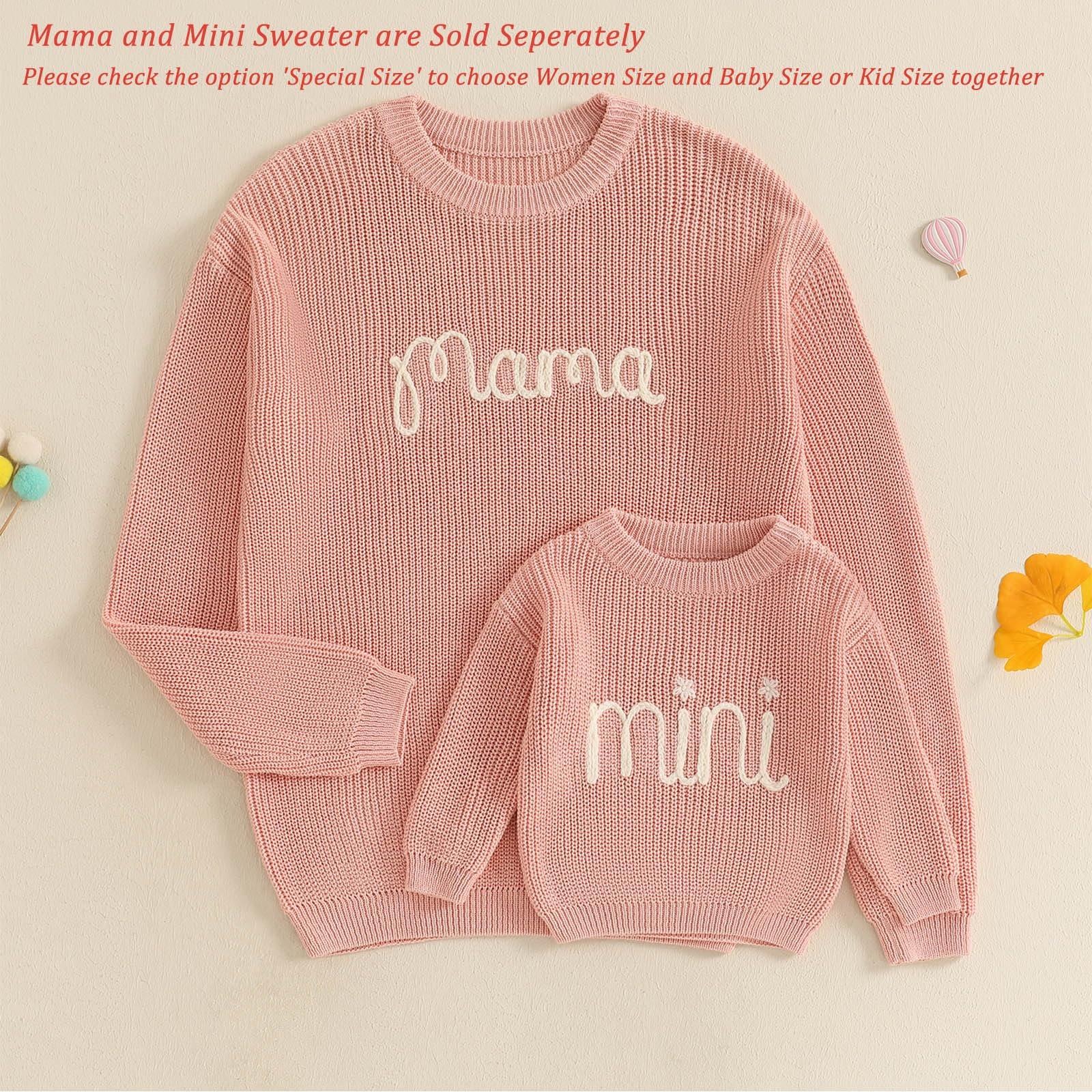 Aiwpstoin Mommy and Me Sweater Matching Family Outfit Long Sleeve Knit Sweater Pullover Mom and Baby Clothes (Baby, 3-6 Months, Light Pink)