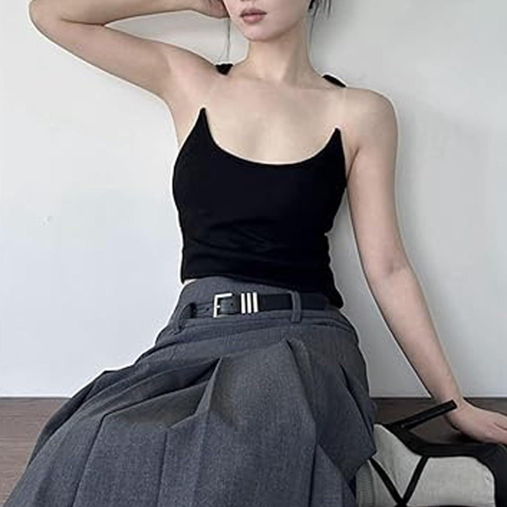 OHYEMISE OHYEMISE Luvette Tank, Invisible Strap Tank Top for Women, Houdini Tank Top Invisible Straps, Y2k Aesthetic Sexy Tank Tops(Black,Small)