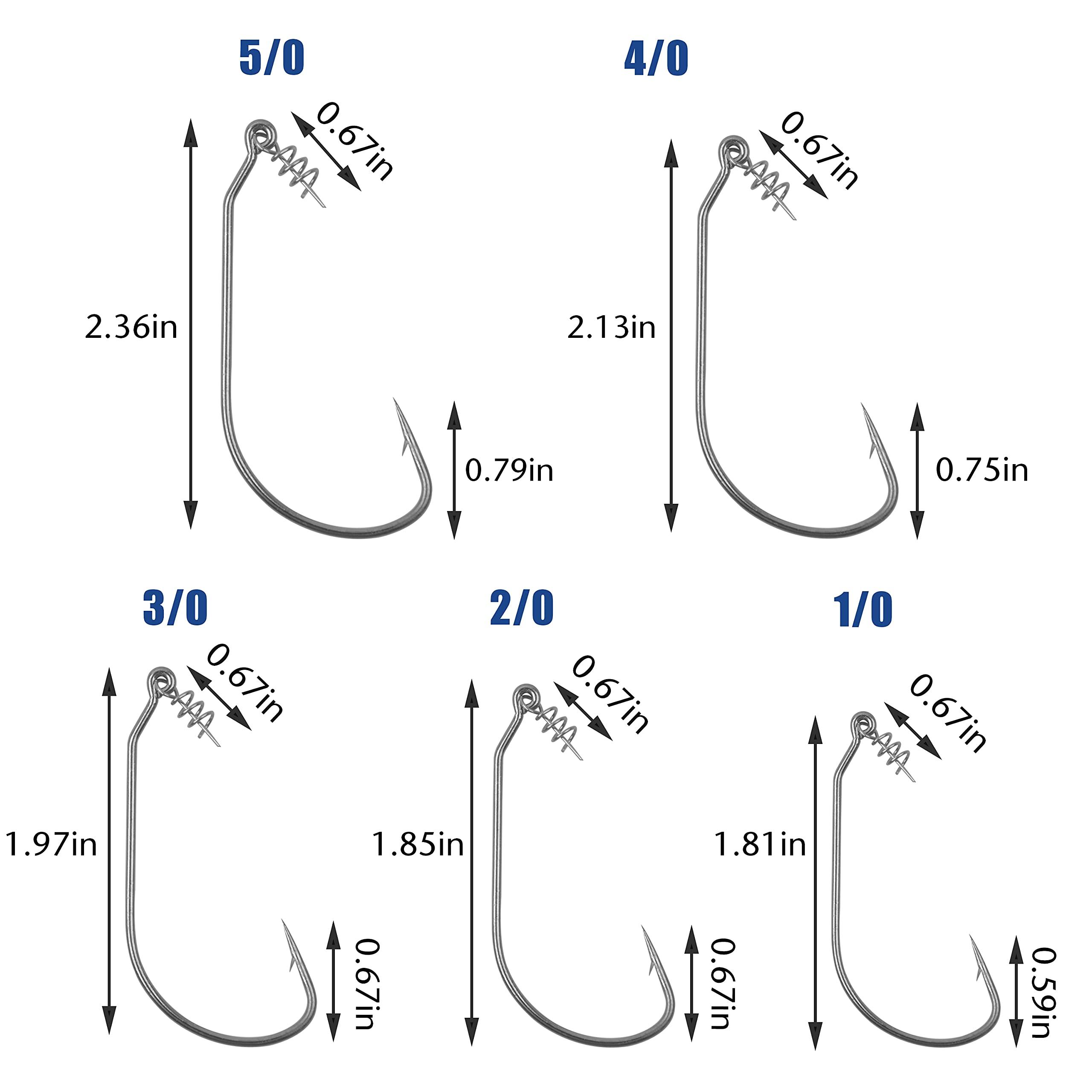 SILANON Twistlock Fishing Hooks,50pcs Worm Hooks with Centering Pin Spring Unweighted Swimbait Hooks for Soft Plastic Lures Baits Bass Fishing