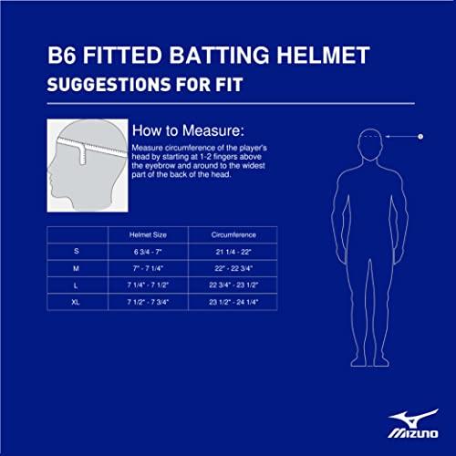 Mizuno Mizuno B6 Fitted Adult Baseball Batting Helmet, White, Large