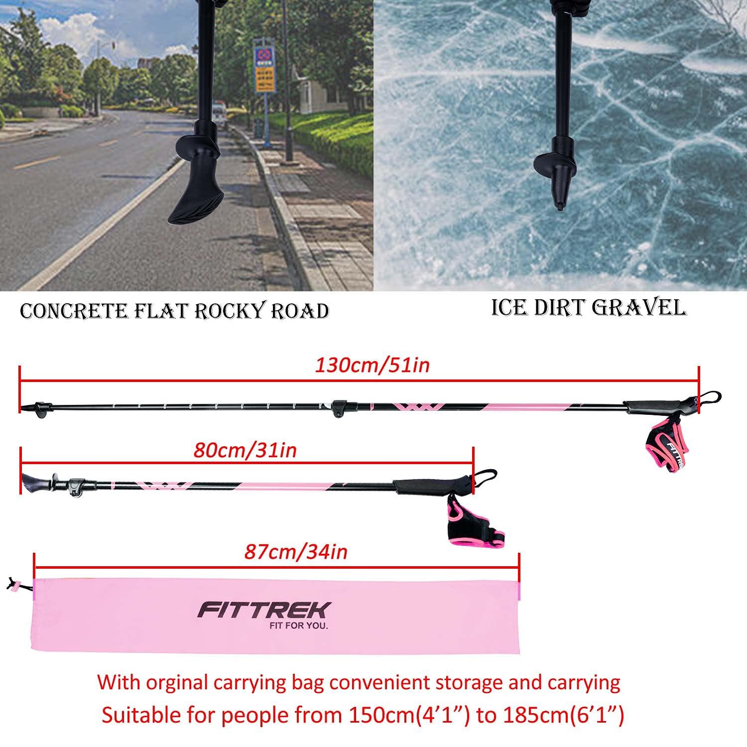 FitTrek FitTrek Nordic Walking Poles for Men Women - 2 Pack Aluminum Nordic Walking Sticks - Nordic Poles with Ergonomic Grip Adjustable Ultralight for Hiking, Camping, Trekking, Mountaineering, Backpacking