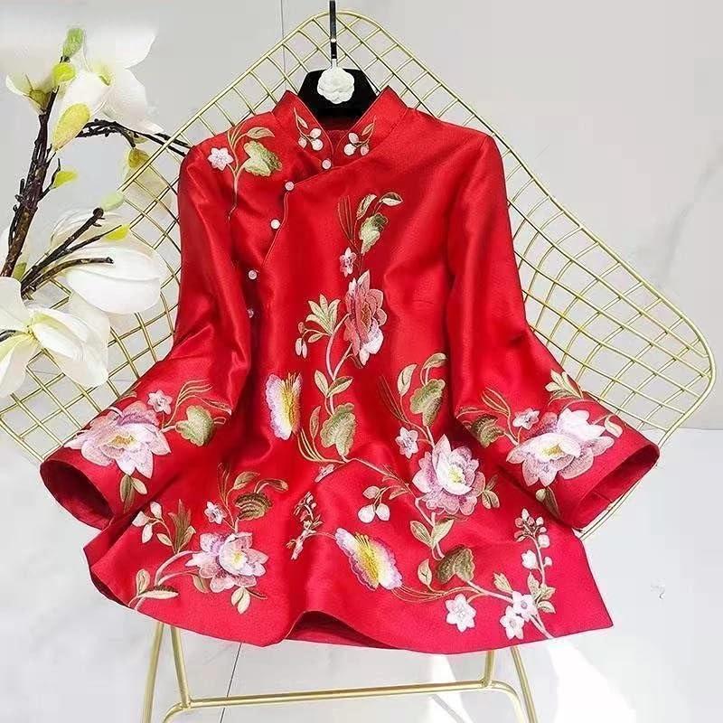 LIXINGHEITANG LIXINGHEITANG Suit Shirt National Style Traditional Elegant Women Chinese Blouse Plus Size Loose Female Hanfu Tops s3 Pink8 XS