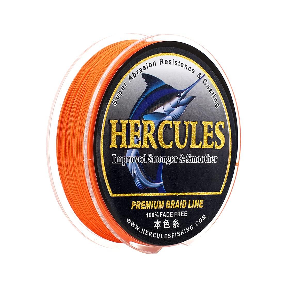 HERCULES HERCULES Braided Fishing Line, Not Fade, 109 Yards PE Lines, 4 Strands Multifilament Fish Line, 50lb Test for Saltwater and Freshwater, Abrasion Resistant, Orange, 50lb, 100m
