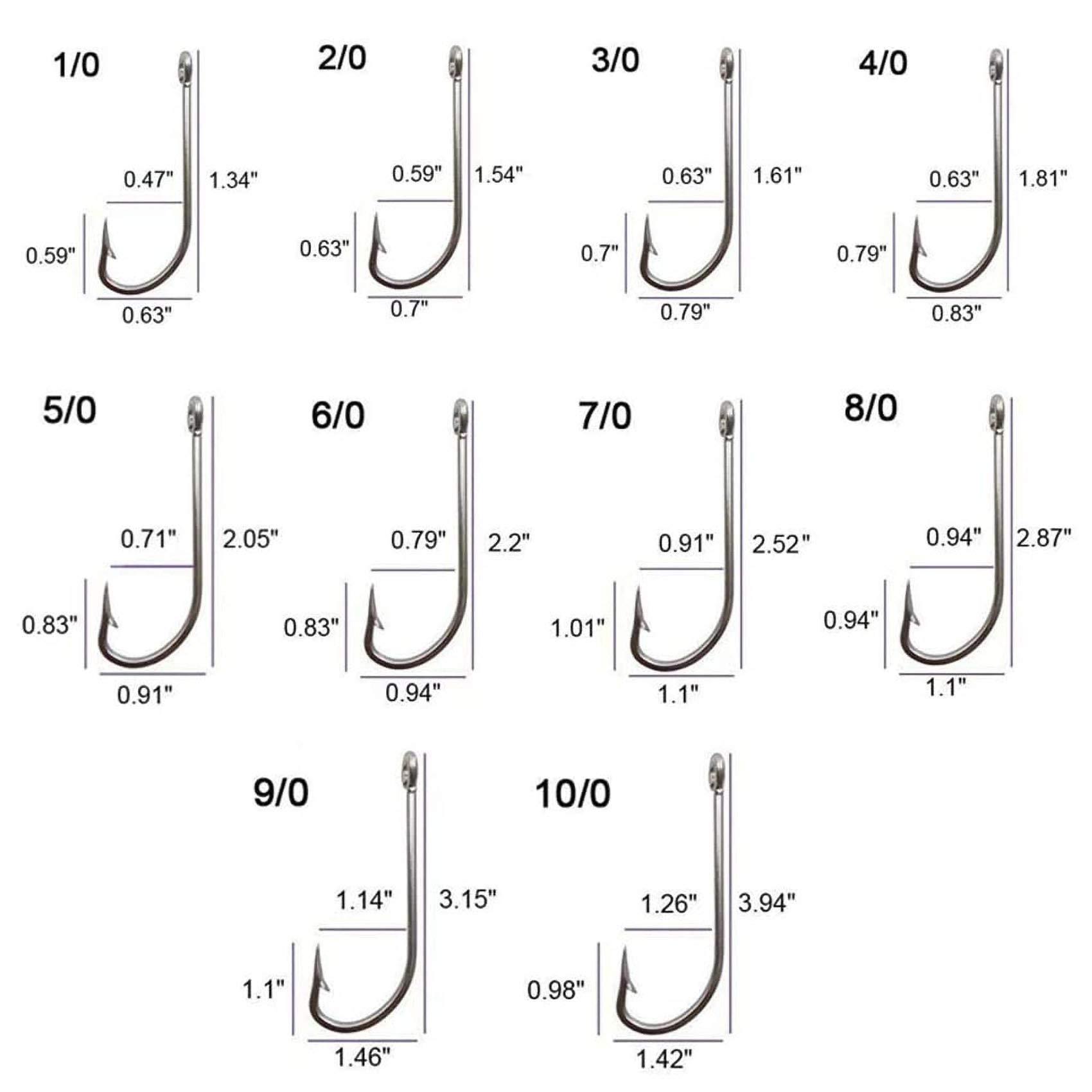 OROOTL Stainless Steel Saltwater Fishing Hooks - 50pcs 34007 O\'shaughnessy Hooks Forged Long Shank J Fishing Hooks Extra Strong Metal Fish Hooks Size 1/0-10/0