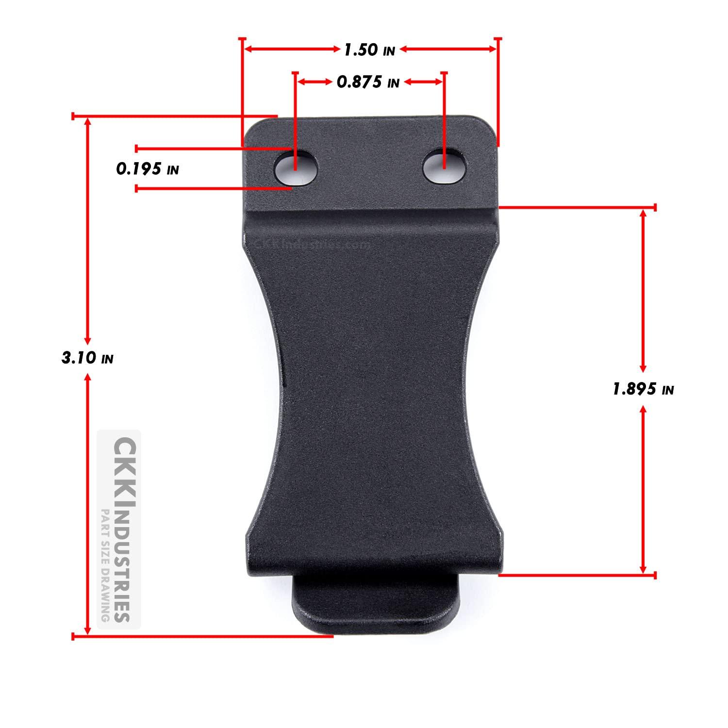 Holstex KYDEX Belt Clip for Holsters & Sheaths (w/2nd Amendment - Stars Engraving) - (Fits 1.75in Belts) - (Inside-The-Waistband/IWB) - (USA Made) - (1 Pack)
