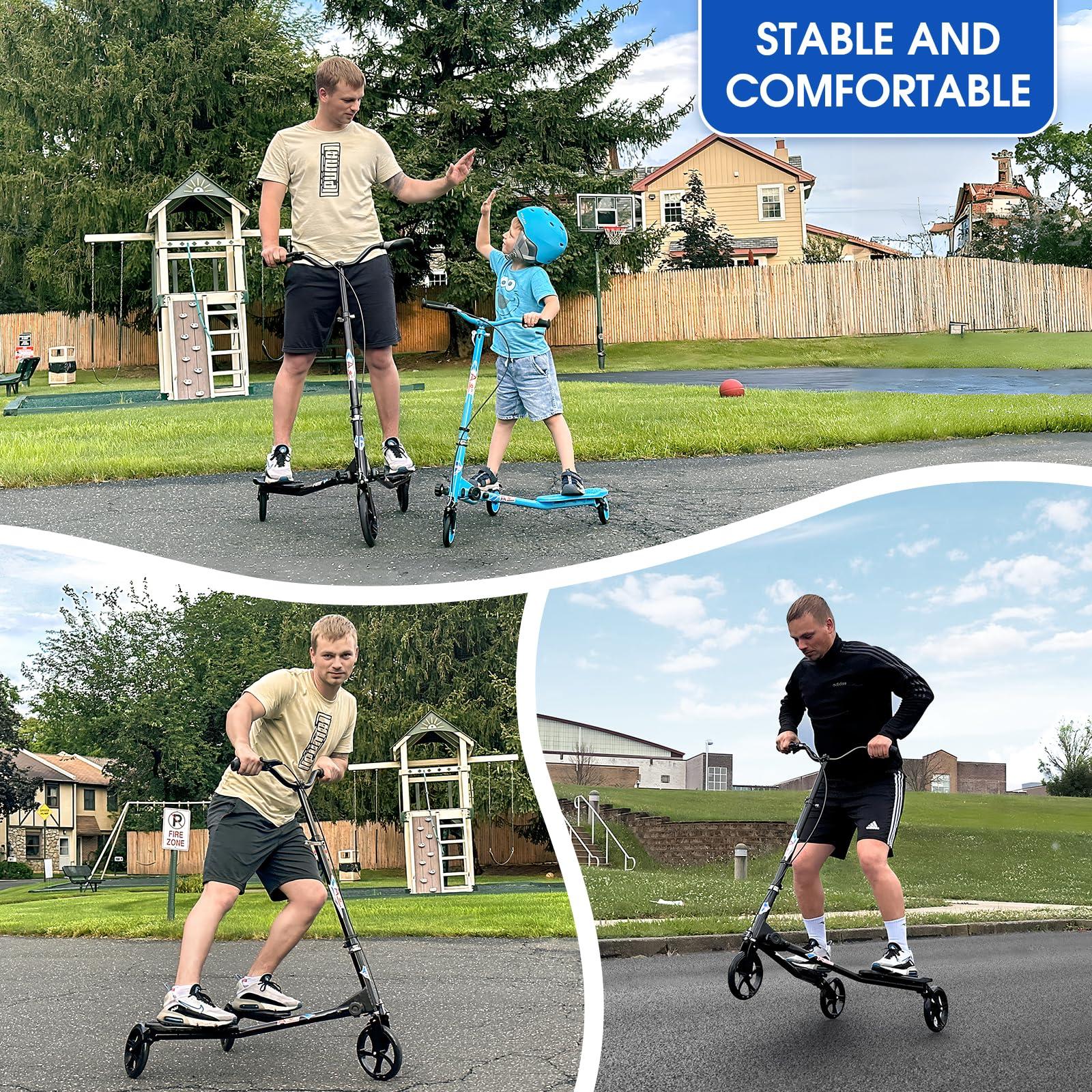 AODI AODI 3 Wheel Foldable Scooter Swing Scooter Tri Slider Kick Wiggle Scooters Push Drifting with Adjustable Handle for Boys/Girl/Adult Age 8 Years Old and Up