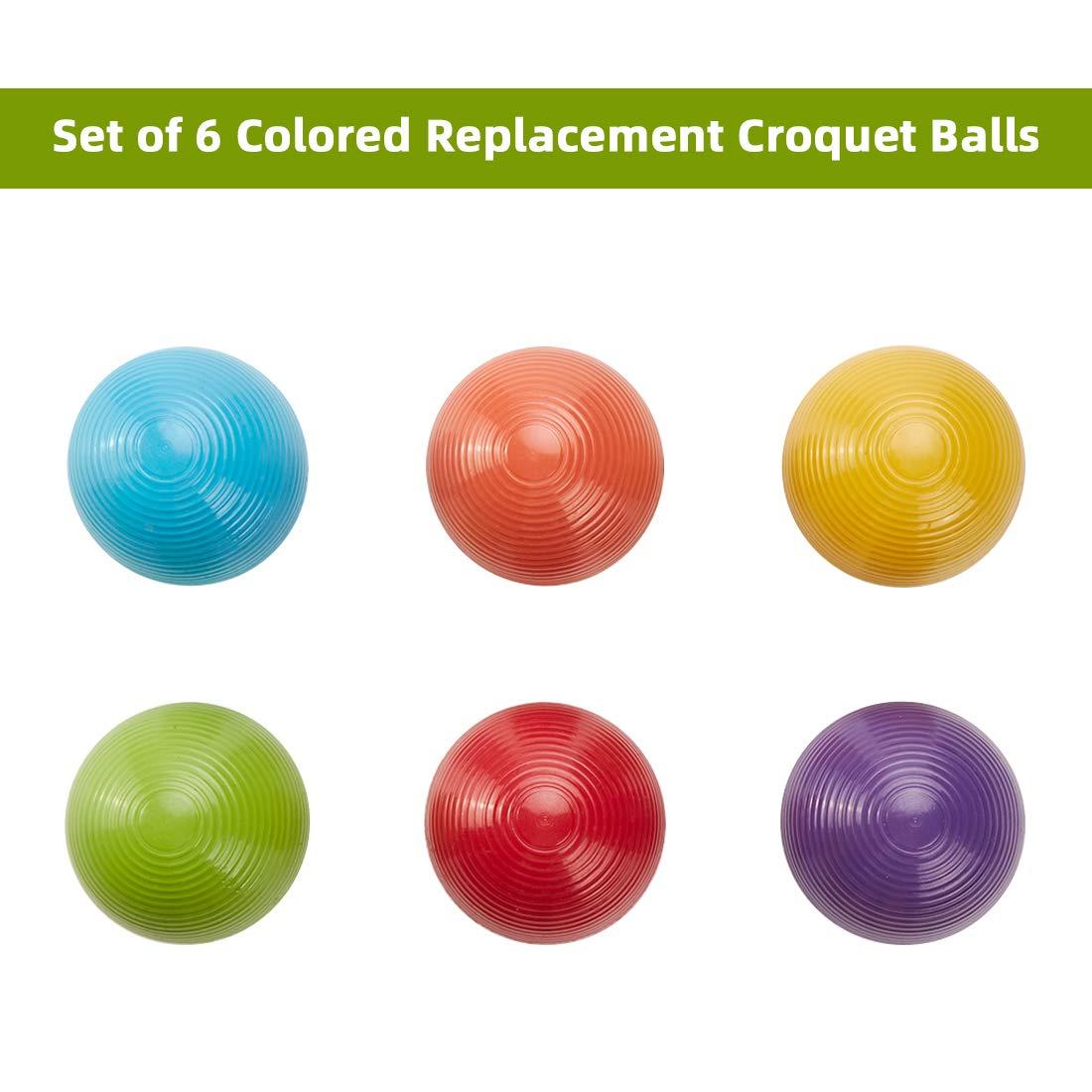 ApudArmis ApudArmis 3In Croquet Ball Replacement, Set of 6 Colored Replacement Croquet Balls for Lawn Backyard 28\'\' and 32\'\' Six Player Croquet Game Set