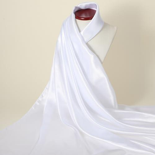 Andibro Andibro 35" Large Square Satin Head Scarf, Silk Shiny Solid Color Head Scarves Sleeping Head Wraps for Women Hair Bandana (White)