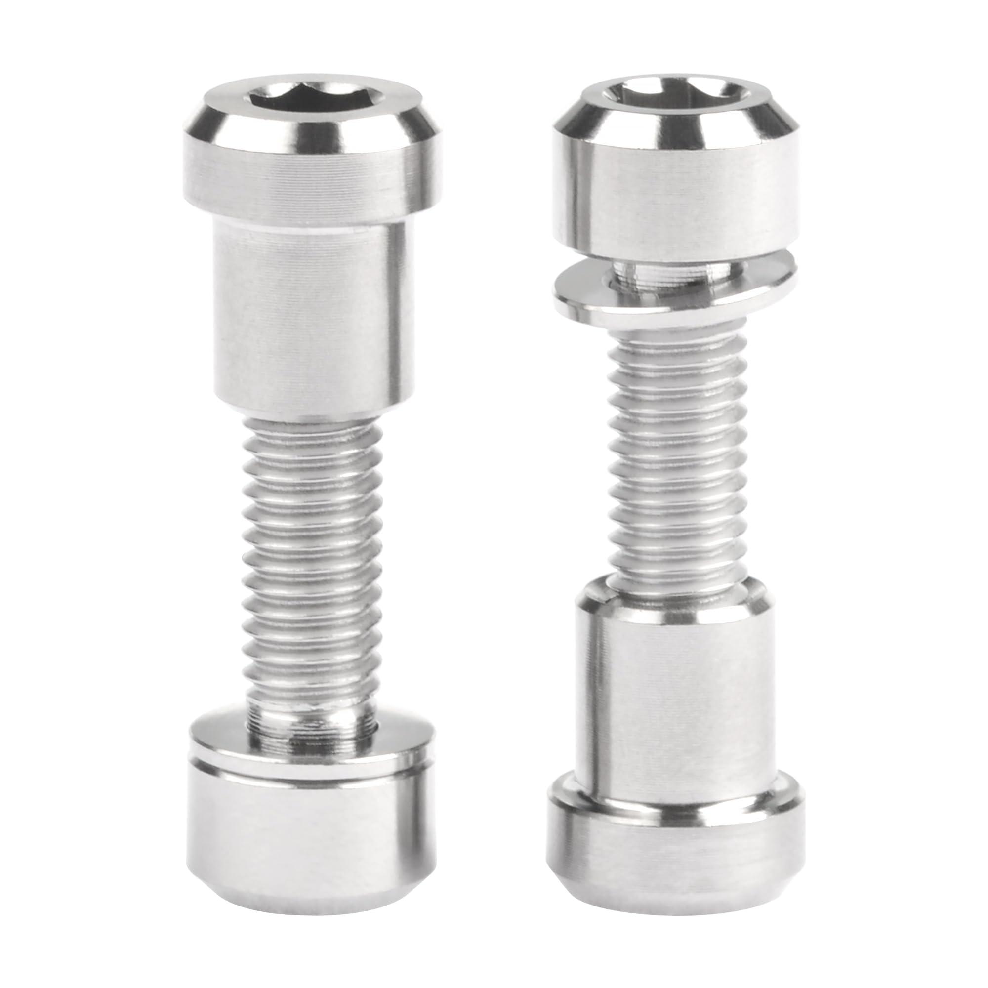 Wanyifa Wanyifa Titanium M5x16 18 20mm Bolt with Washer Hex Head Screw Steerer Clamp Nut for Bicycle Stem Front Forking Lock (Silver Square Head, M5x18mm)