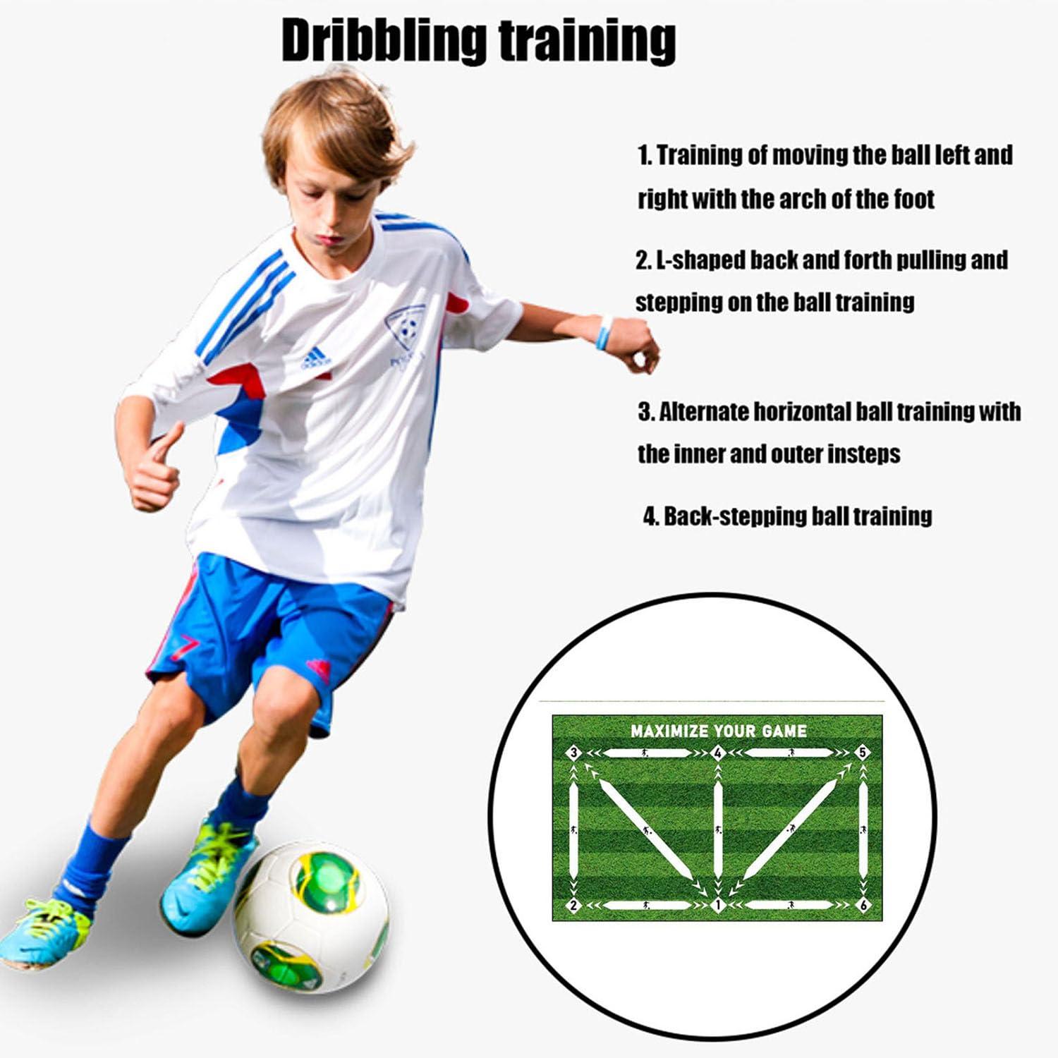 PUSHIZHIGUANG Soccer Training Mat, Anti-Skid Soundproof Football Training Mat, Household Diatom Mud Folding Children Adult Dribbling Training Foot Mat, Improve Speed, Strength and Coordination (E, 15.7 * 23.6in)