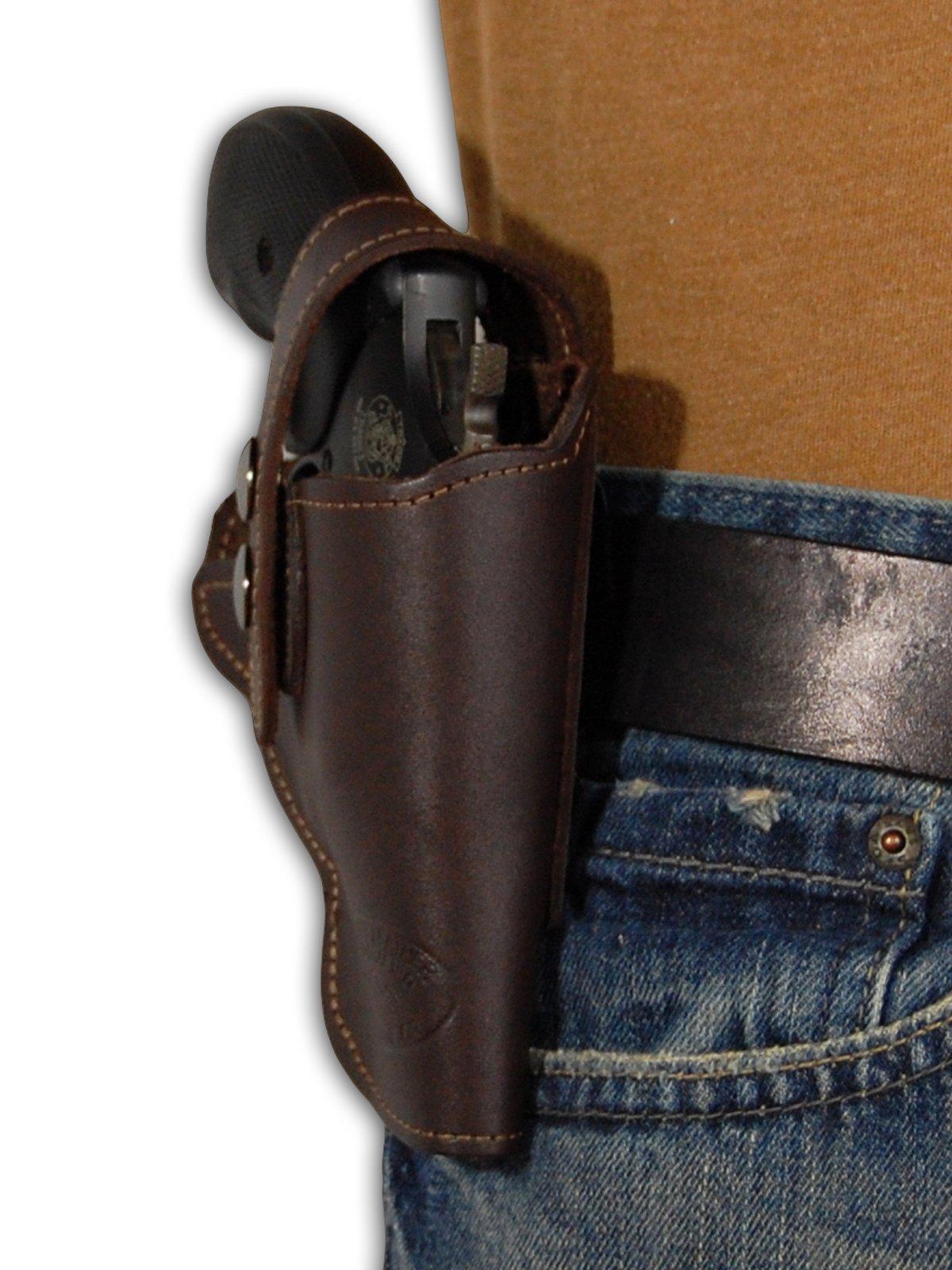 Barsony Barsony Brown Leather OW Holster for Snub Nose 2" 22 38 357 41 Revolvers (Ruger LCRx, Left)