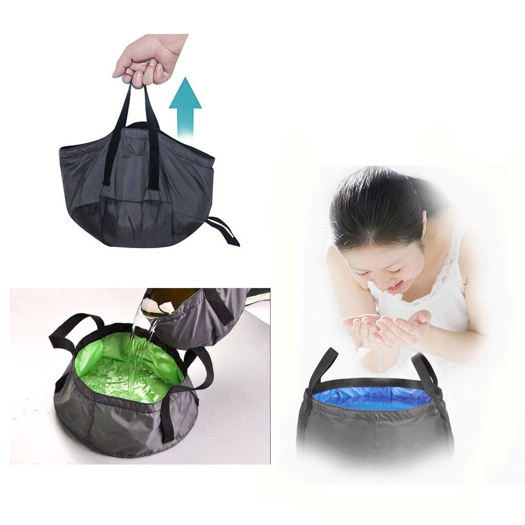 TRENDBOX TRENDBOX 3 x Foldable Wash Basin Sink Water Bag Portable Mini 8.5L for Footbath Camping Hiking Outdoor Durable Design - Green