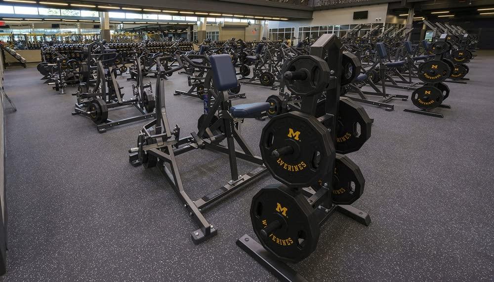 American Floor Mats American Floor Mats 3/8in (9mm) Thick 10% Blue/Grey 4' x 4' Heavy Duty Rubber Rolls, Protective Exercise Mats, Home Gym Rubber Flooring