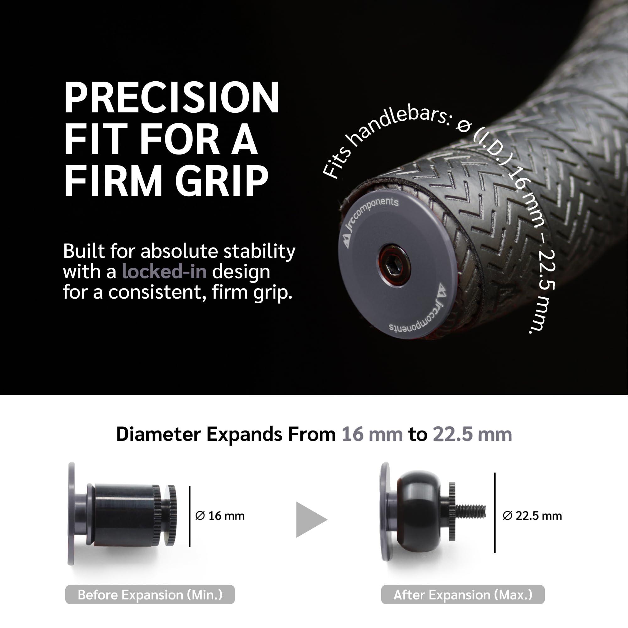 JRC Components JRC Components Aluminum Handlebar Bike Bar End Plugs for Bicycles | Pack of 2 Handlebar Plugs - Bar End Grips | Mountain Caps for Road Bikes - Premium Bike Handlebar Caps [Gunmetal]