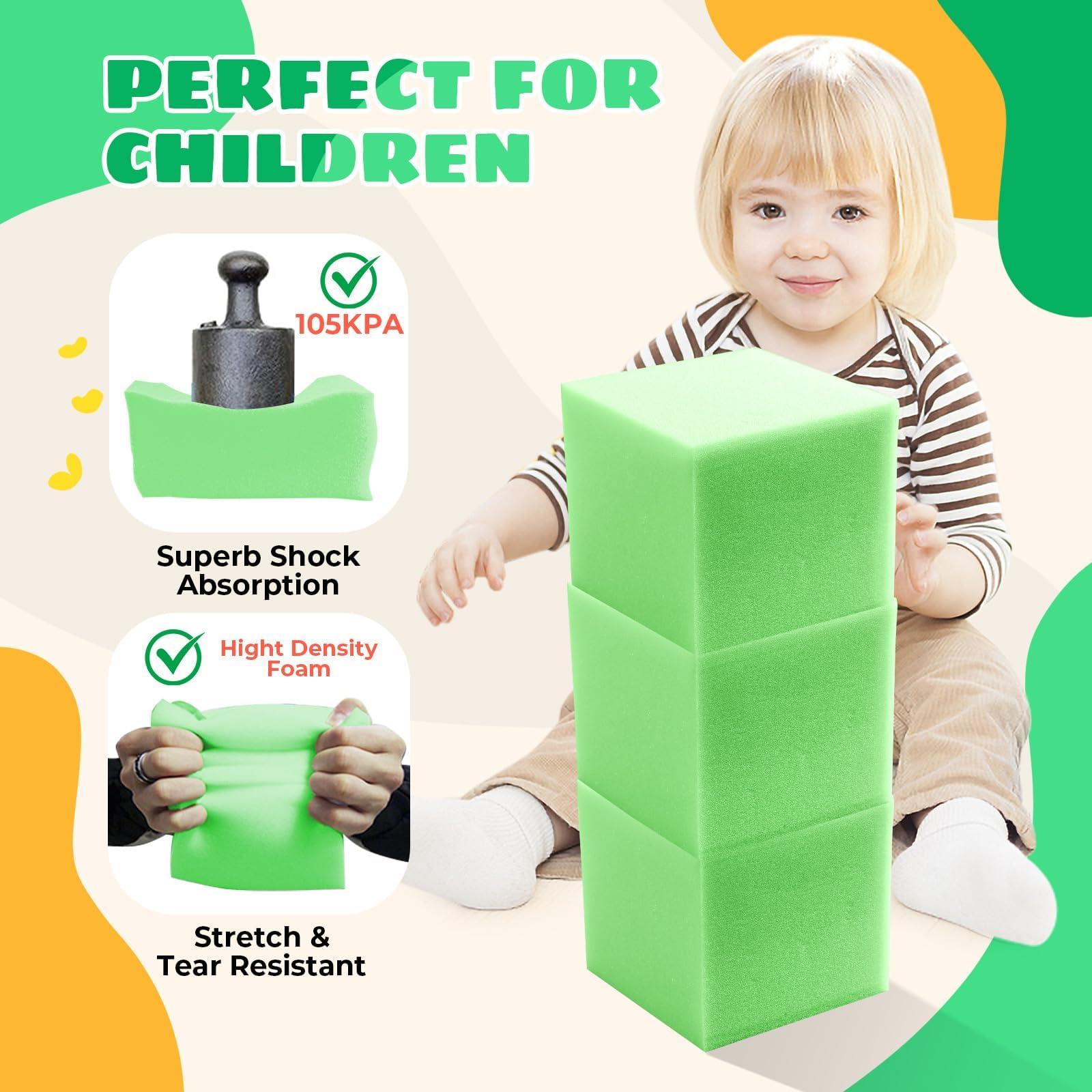 TAYUQEE TAYUQEE Foam Pit Cubes, 24 PCS 5 Inches Gymnastics Foam Blocks Trampoline Blocks, Multi-Sport Protective Padding for Freerunning, Trampoline, Parkour, Skate Parks & BMX - Green