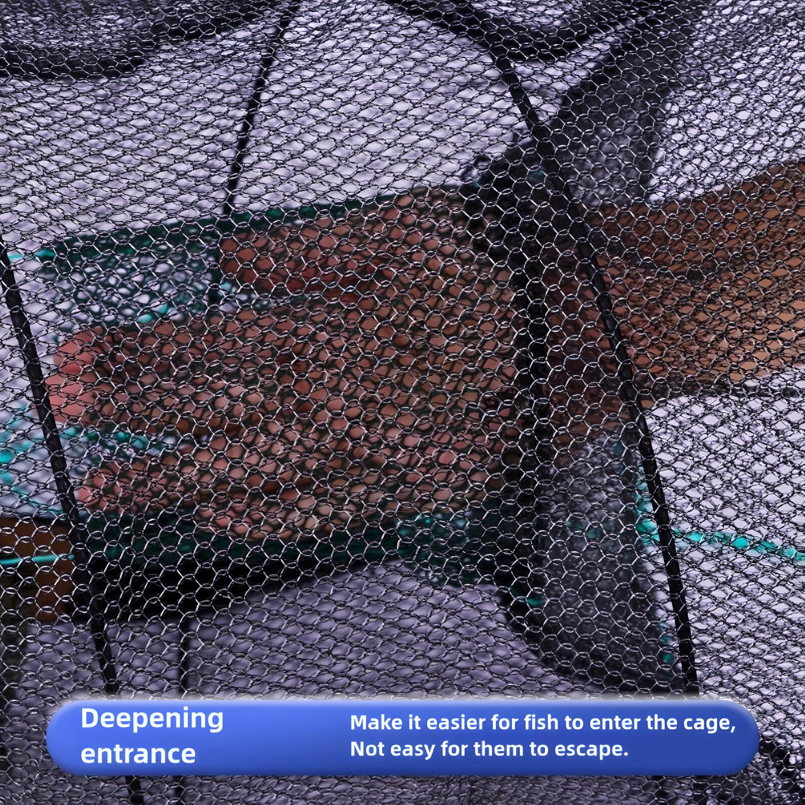 EASY BIG EASY BIG Portable Collapsible Crab Traps, Foldable Crabbing Nets for Lobster, Shrimp, Carp, Crayfish, Galvanized Steel Wire, Polyethylene Mesh