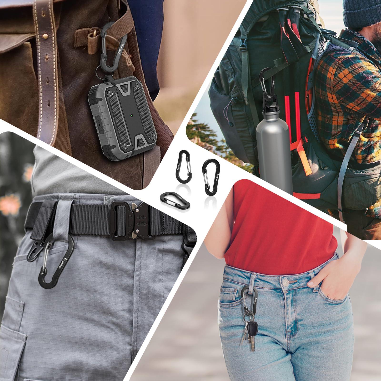 pullther fishing Pullther Aluminum Carabiner Clips - Set of 20, Small Multi-Colored, 2 Inch, Corrosion-Resistant, Lightweight, Ideal for Outdoor Sports, Hiking, Camping, Fishing