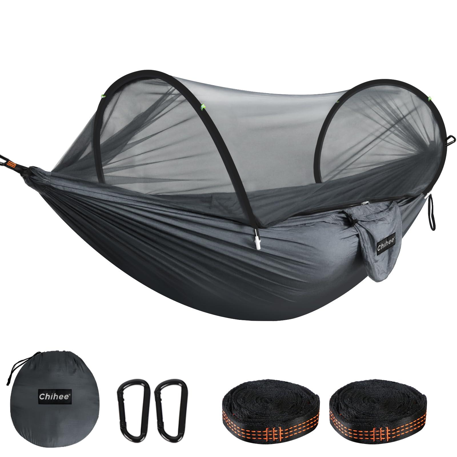 Chihee Chihee Ultra-Light Travel Camping Hammock Pop-up Net Hammock 660lbs Load Capacity,Breathable,Quick-Drying Parachute Nylon 2 Premium Carabiners,2 Tree Slings Included for Outdoor Backpacking Hiking