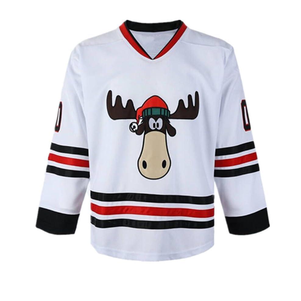 Madjus Men's Clark #00 Griswold Movie Hockey Jersey Stitched X-Mas Christmas Vacation (US, Alpha, Large, Regular, Regular, White)