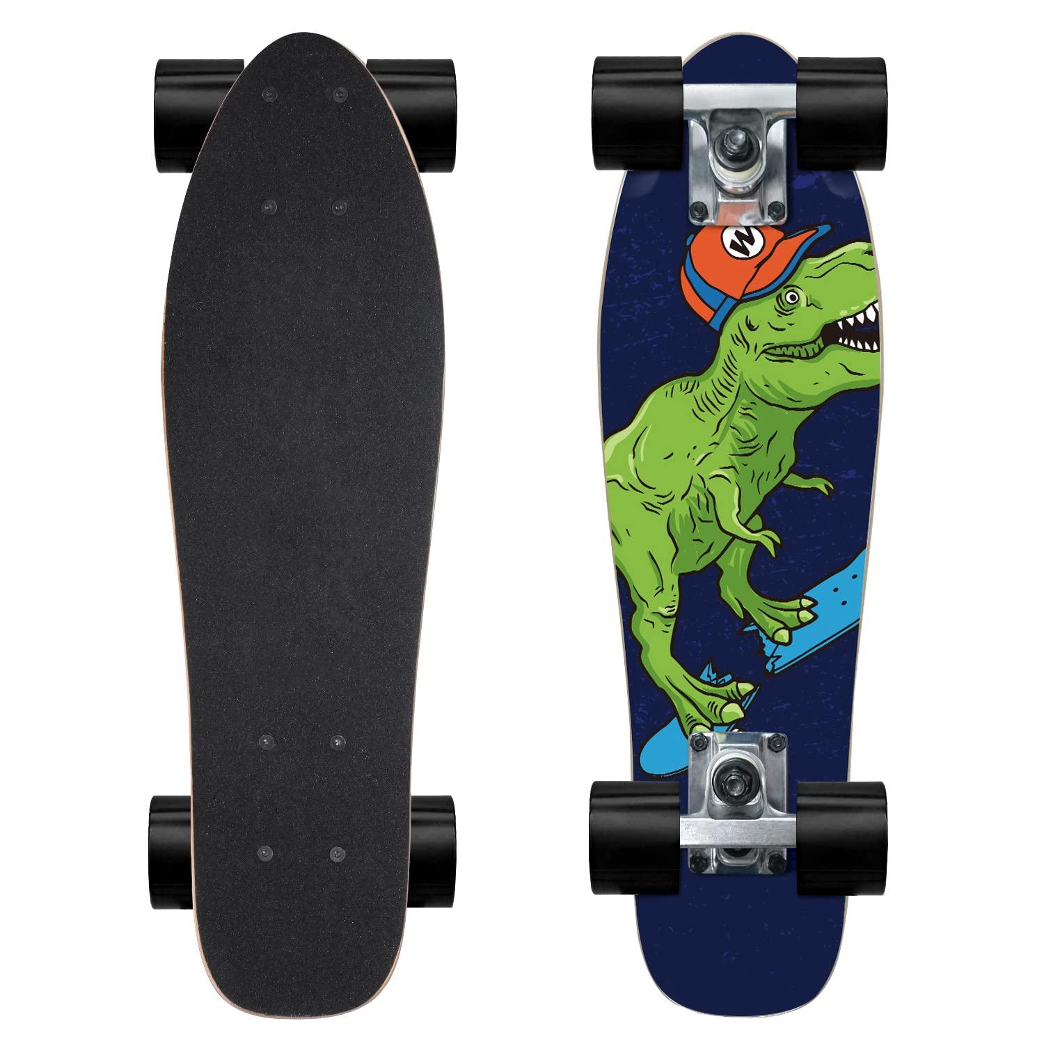 KO-ON KO-ON Skateboard Complete Skateboards 22 Inch Mini Cruiser Skateboards for Beginners Kids Boys and Girls (Castor T-Rex)