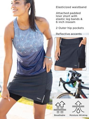 Terry Terry Fixie Skort, Womens Cycling Skirt with Attached Padded Liner Short, Athletic Sport Performance Stretch Bike Skirt - Black Pepper, Small