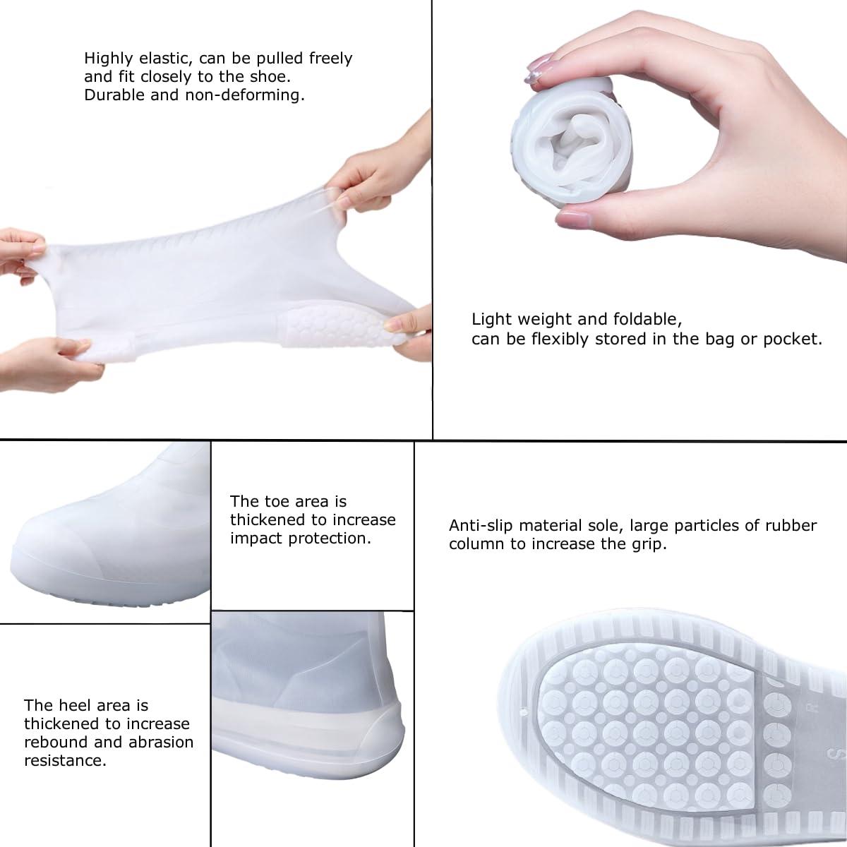MLUUHK MLUUHK Waterproof Shoe Covers, Reusable Shoe Covers Non-Slip Shoes Boots for Outdoor Cycling Camping Fishing Travel (White, XXL)