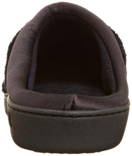 isotoner isotoner Women's Signature Microterry PillowStep Satin Cuff Clog Slippers, Black, 5.5-6 B(M) US