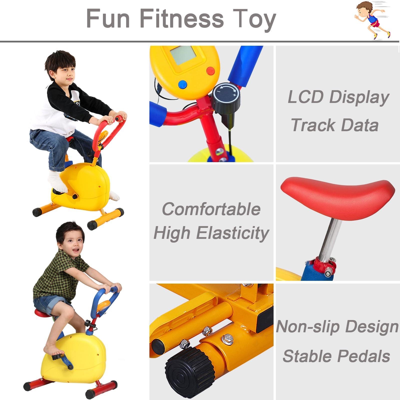 QBDGXFC Kids Fitness Exercise Equipment, Fitness Kids Exercise Bike, Kids Stationary Bike with High Elastic Seat, Kids Indoor Stationary Bike for Ages 3-12 Year Old