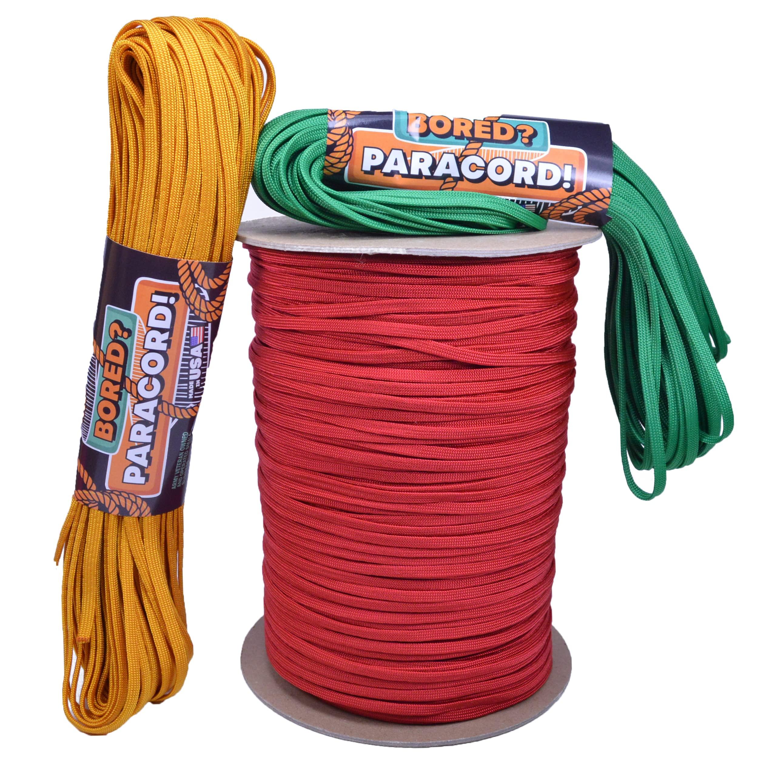 BORED? PARACORD! Coreless/Gutted 550 Paracord - Flat Hollow Cord - Whip Makers Computer Cable Sleeve - Neon Green 100 Feet