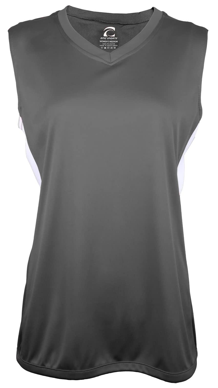 Epic Sports Epic Women\'s Line Drive Sleeveless Softball Jersey for Grey/White M