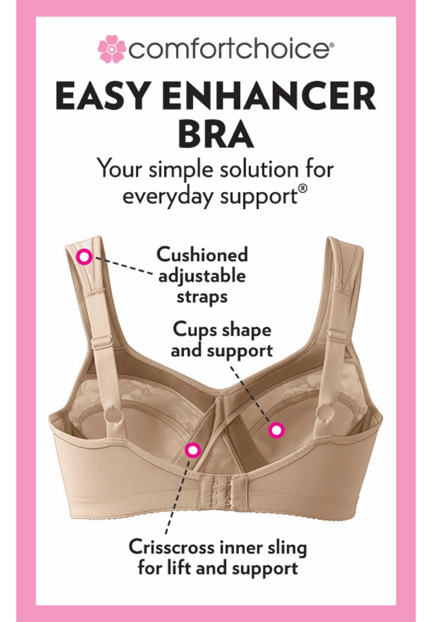 Comfort Choice Comfort Choice Women's Plus Size Easy Enhancer Wireless Bra - 50 G, Black