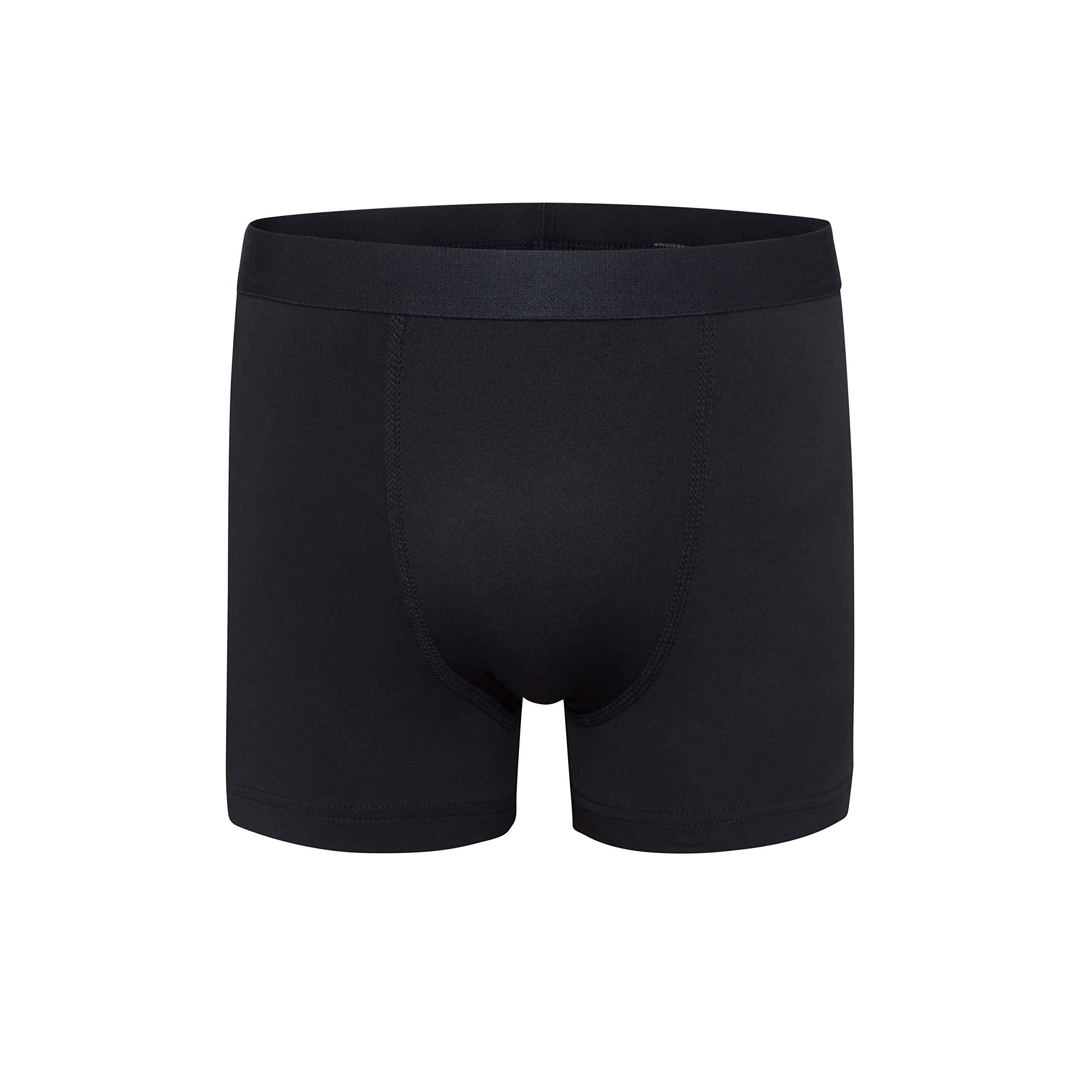 Terramar Terramar Boys' Standard Silkskins Boxer Brief (4-Pack Underwear), Black/Black/Black/Black, Large