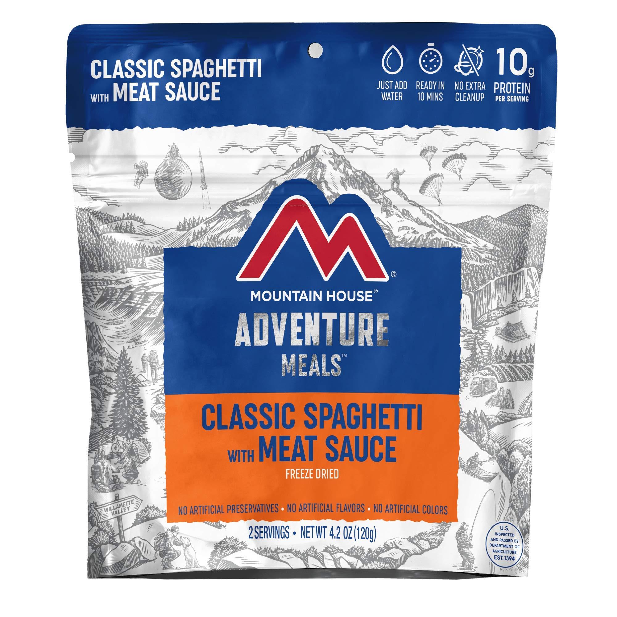 Mountain House Mountain House Granola with Milk & Blueberries | Freeze Dried Backpacking & Camping Food | 6-Pack (0055450) & Classic Spaghetti with Meat Sauce | Freeze Dried Backpacking & Camping Food |2 Servings