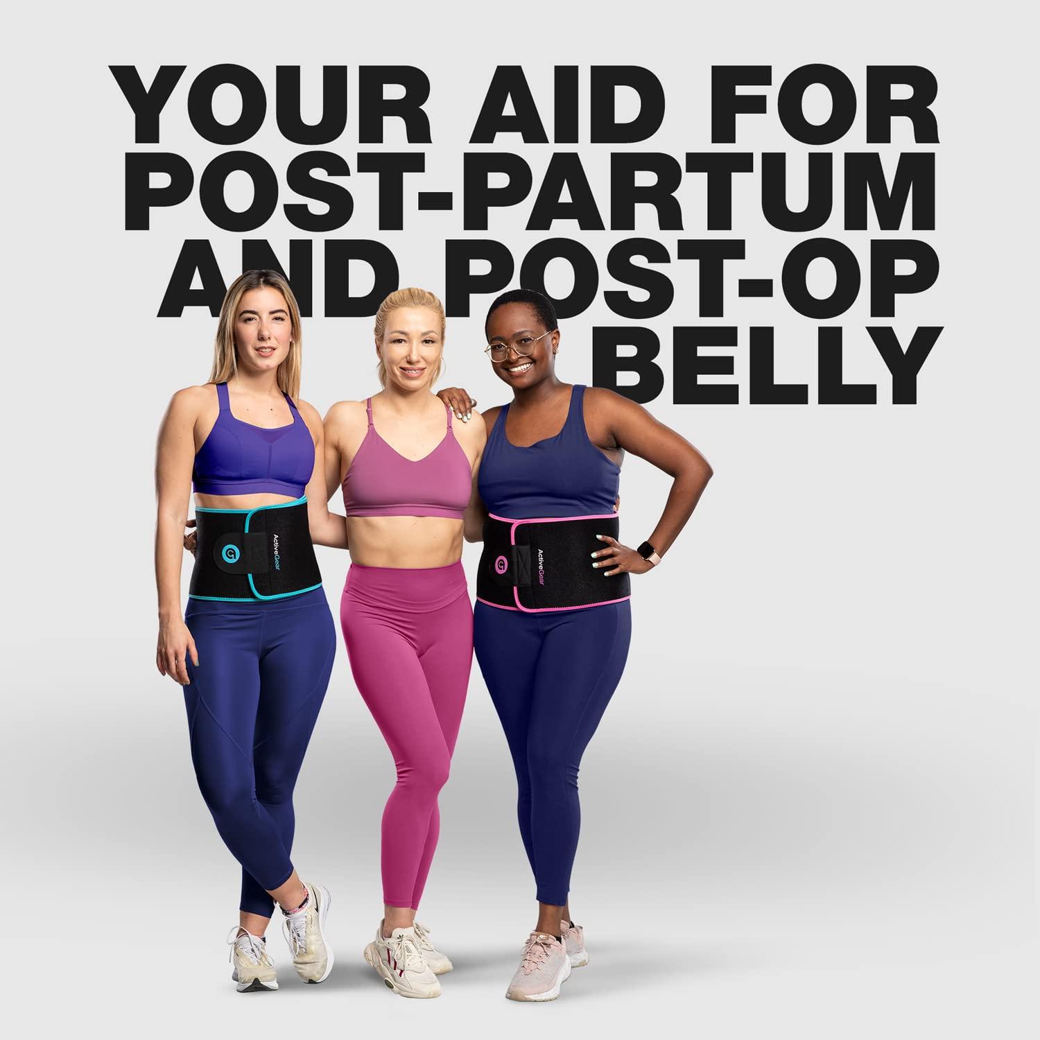 ActiveGear ActiveGear Waist Trainer for Women & Men - Sweat Band Waist Trimmer Belt for a Toned Look - Reinforced Trim and Hook & Loop Closure (Pink Hem, Large: 9 x 46)