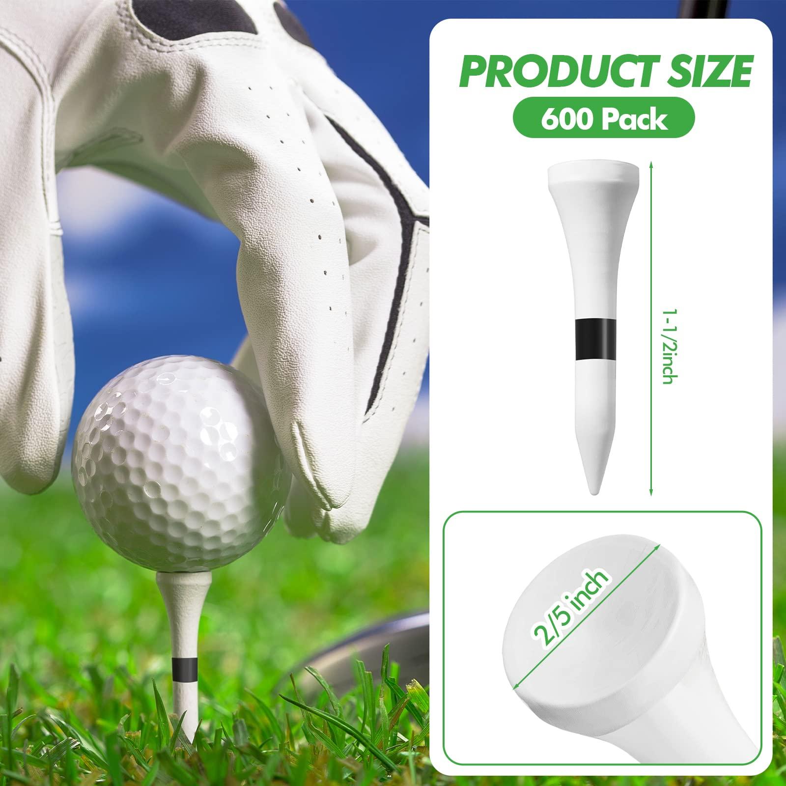 Mudder Mudder 600 Pack Golf Tees Bulk Wooden Golf Tees Wood for Men Balls Accessories(1-1/2Inch,WhiteBlack)