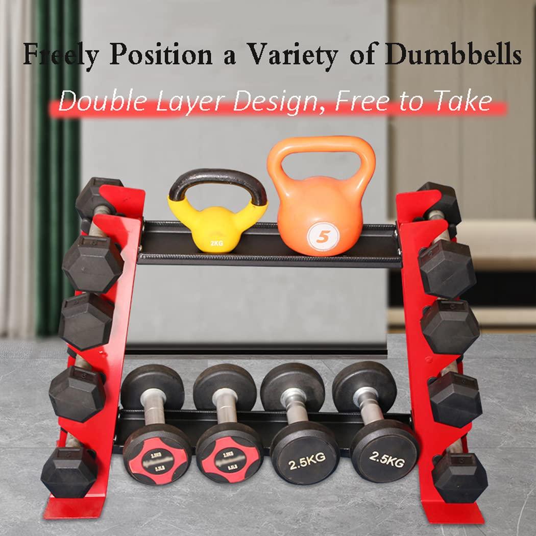 LANGWEI Dumbbell Rack 2 Tier, Multifunctional Sawtooth Weight Rack for Dumbbells and Kettlebells, Storage Rack Organizer for Home Gym(Dumbbell Rack Stand Only)