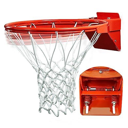 Katop Katop Breakaway Basketball Rim, Heavy Duty Triple Springs Basketball Rim Replacement with Nylon Net Indoor and Outdoor, Standard Goal Reinforced Mounting Bracket Fit Most Size Backboards