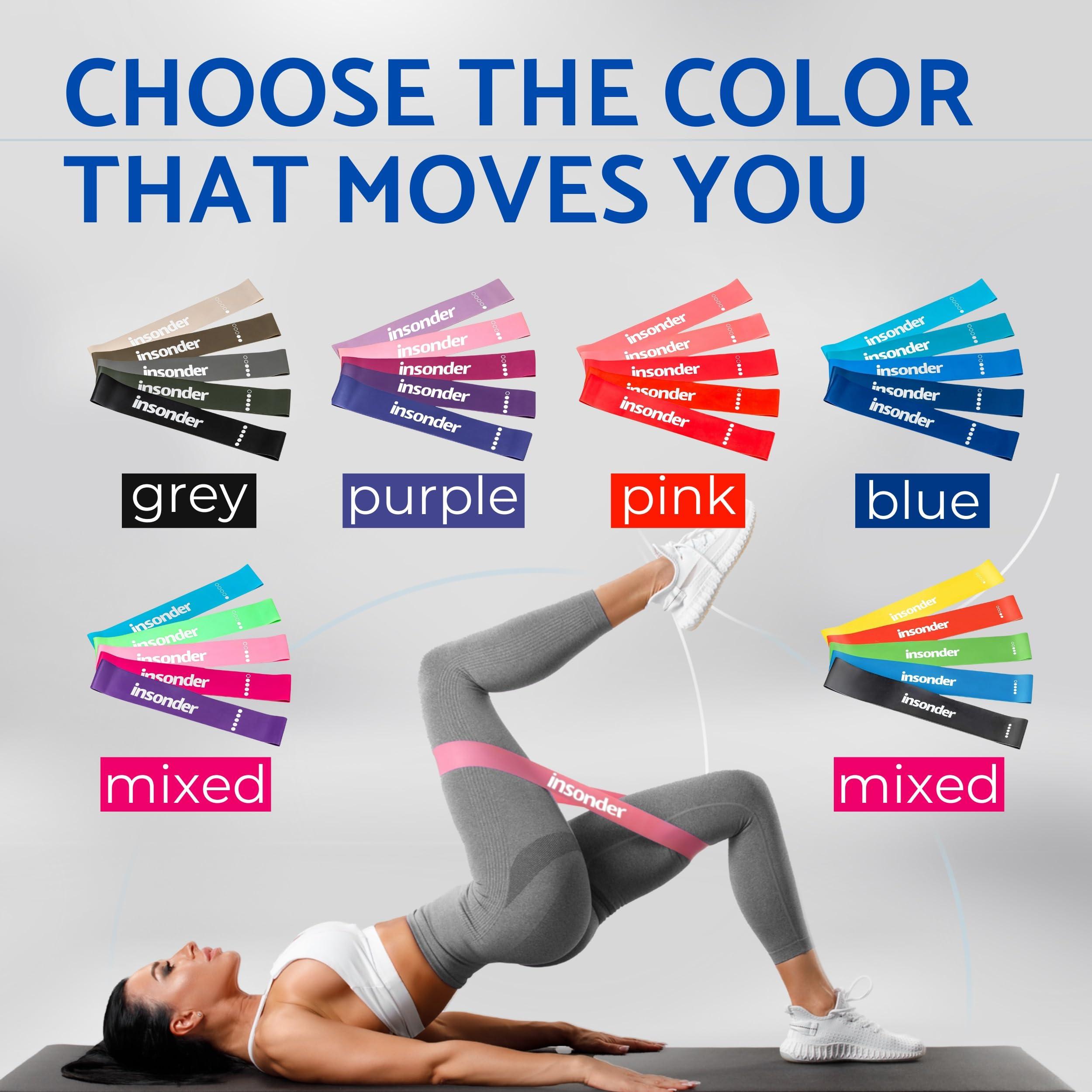 Insonder Insonder Resistance Band Set of 5 - Resistance Bands for Working Out - Exercise Bands Resistance - Workout Bands & Elastic Band - Stretch Bands for Exercise - Fitness Bands, Booty Bands Leg Exercise
