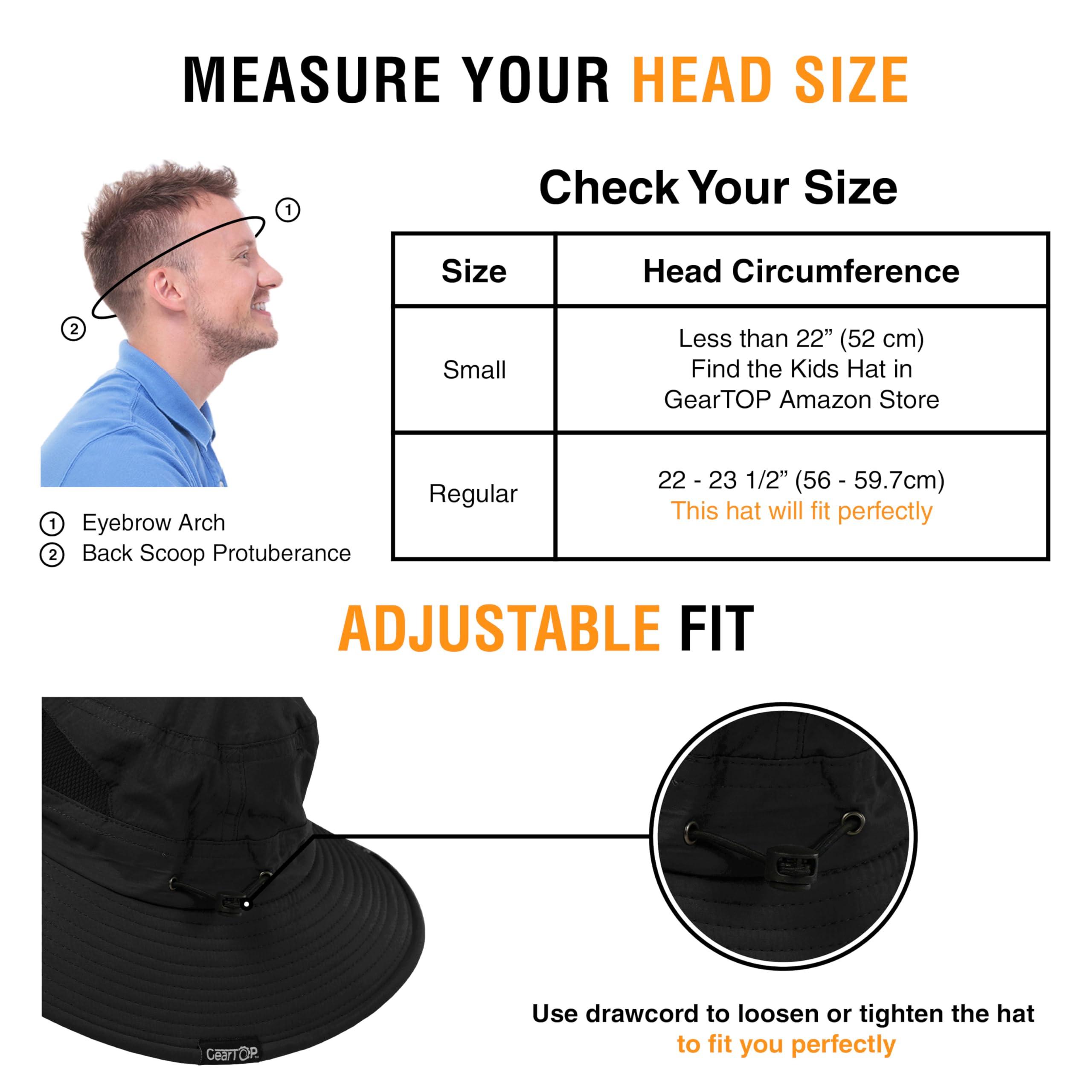 GearTOP GearTOP Wide Brim Sun Hat for Womens and Mens Sun Hats - UV Protection Fishing Hat Safari Hat for Hiking Gardening & Beach Black