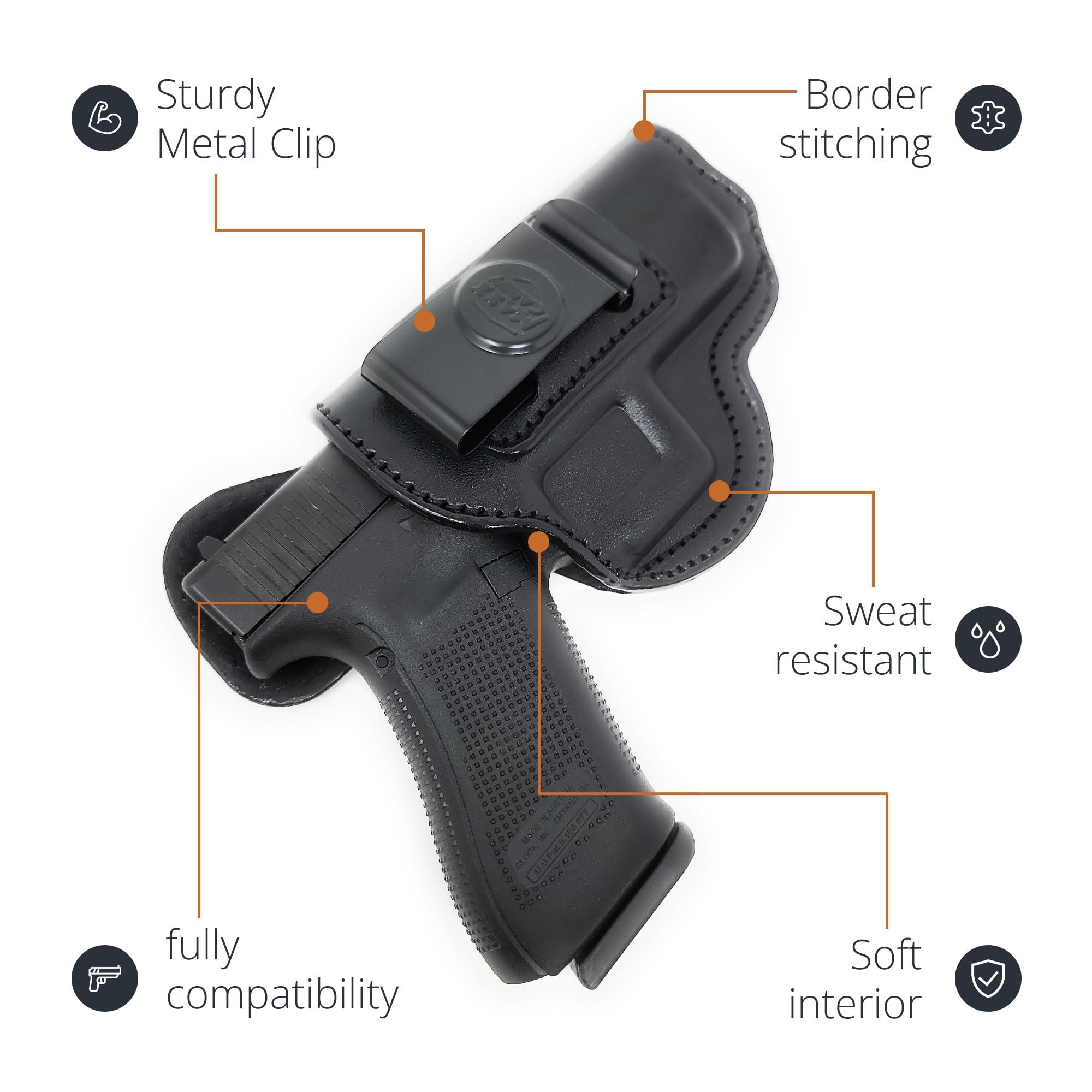 Popular Holsters Genuine Leather Iwb Holster for Glock 17/22/31 Pistol - for Tactical Handgun - Leather Concealed Carry Holster - Comfortable Appendix Everyday Carry - Maxx Carry Holsters