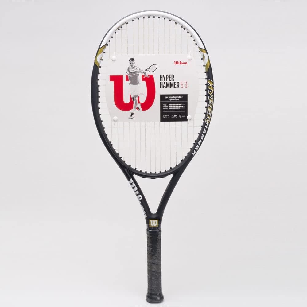 Do It Tennis Wilson Hyper Hammer 5.3 Oversized/Extended Tennis Racquet (4 1/8\" Grip) Set or Kit Bundled with a Navy/White Advantage 2-Pack Tennis Racket Bag and a Can of Tennis Balls