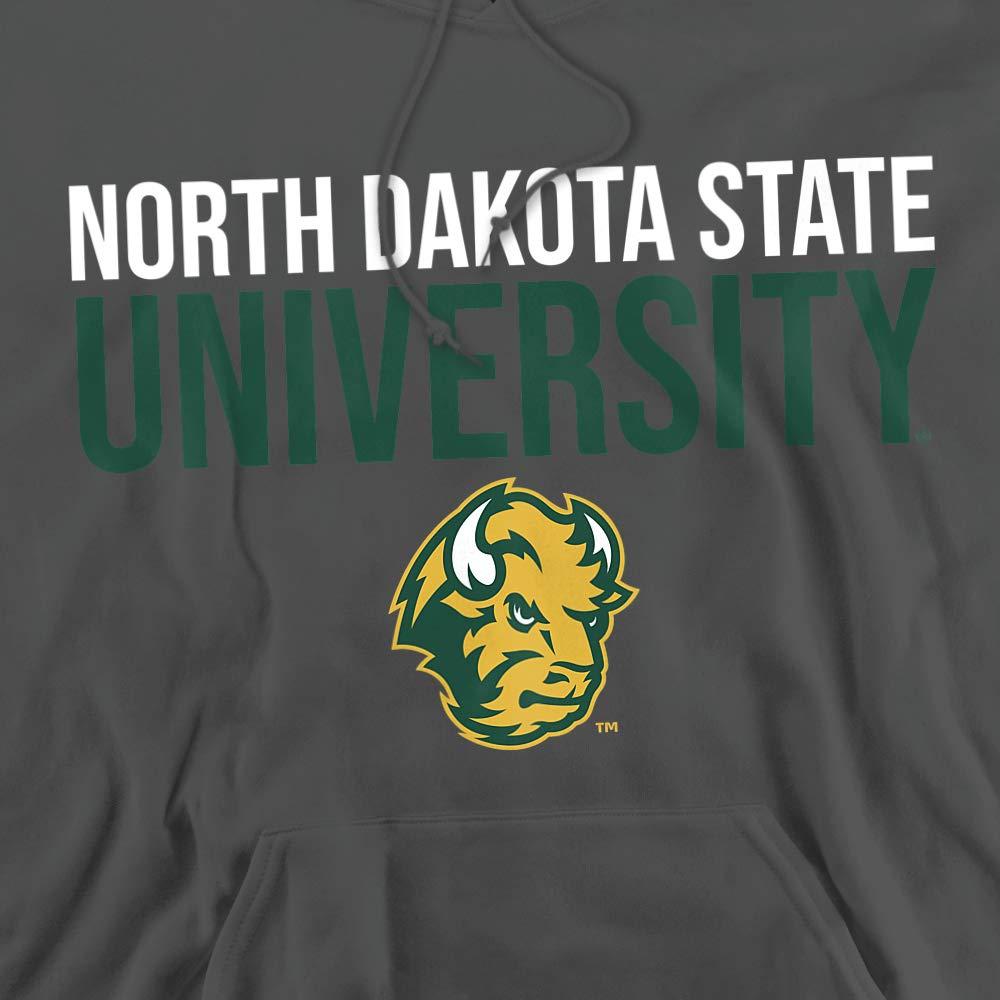 North Dakota State University North Dakota State University NDSU Bison Official Stacked Unisex Adult Pull-Over Hoodie, Charcoal, 3X-Large