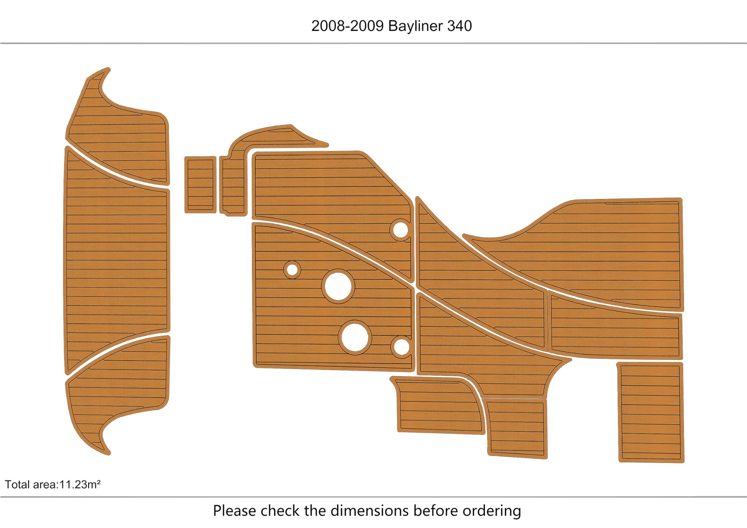 ATDEK ATDEK 2008-2009 Bayliner 340 cockpit & Swim platform 1/4 6mm eva Faux Teak Deck Surfing Boat Fishing Boat Motorcycle Hurts crapet Non-Slip mat Floor (Brown over black)