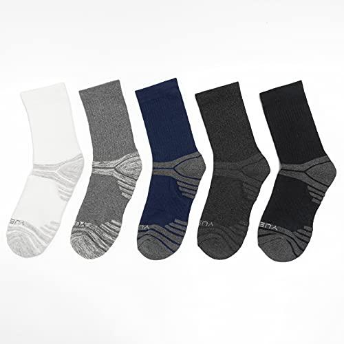 YUEDGE YUEDGE 5 Packs Men's Antiskid Wicking Outdoor Multi Performance Hiking Cushion Socks, Men shoe 7-10.5 US Size