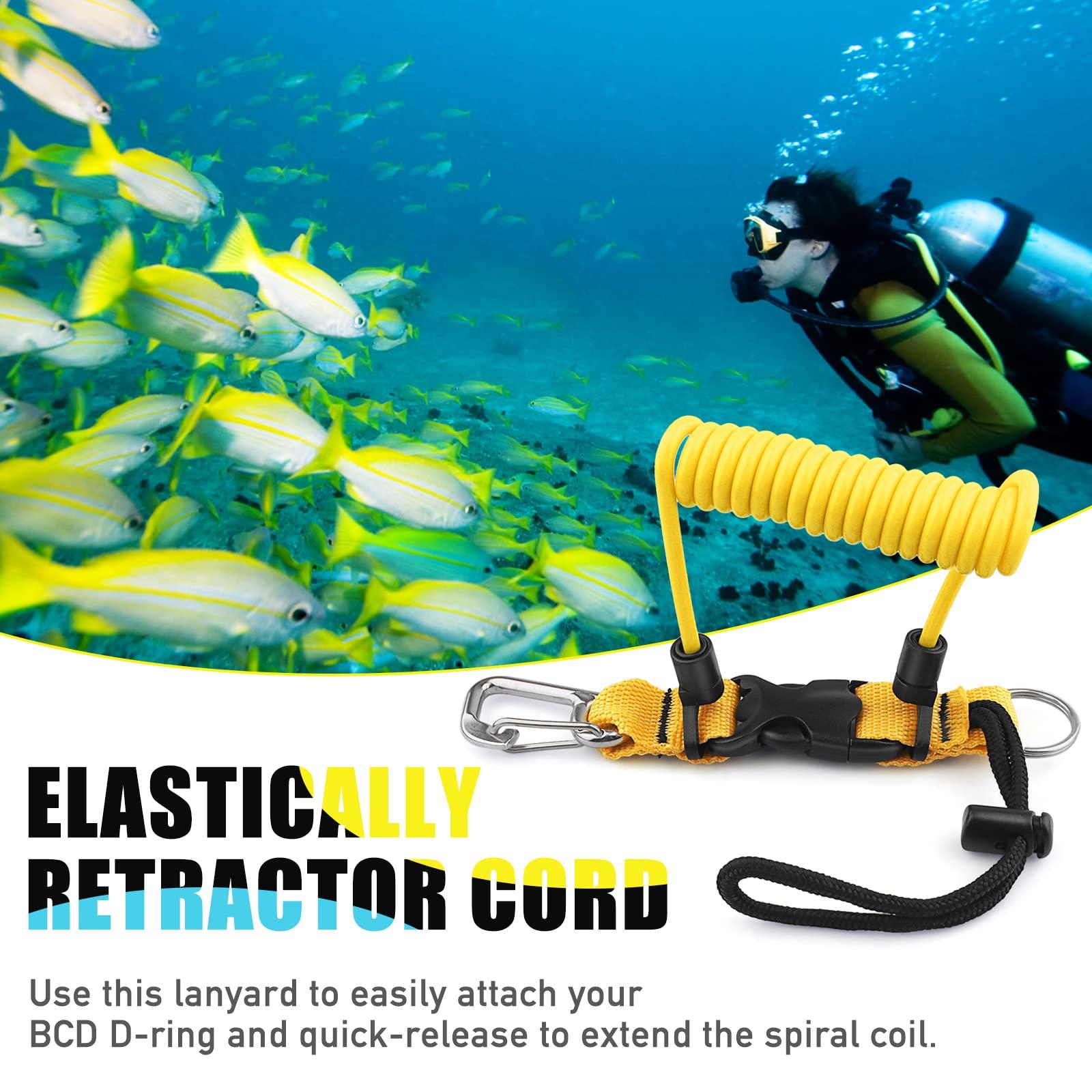 Owekfifv Owekfifv Scuba Diving Coil Landyard, Stainless Steel Spring Coiled Camera Lanyard with Quick Release Metal Buckle for Underwater Diving Tools Rods Yellow