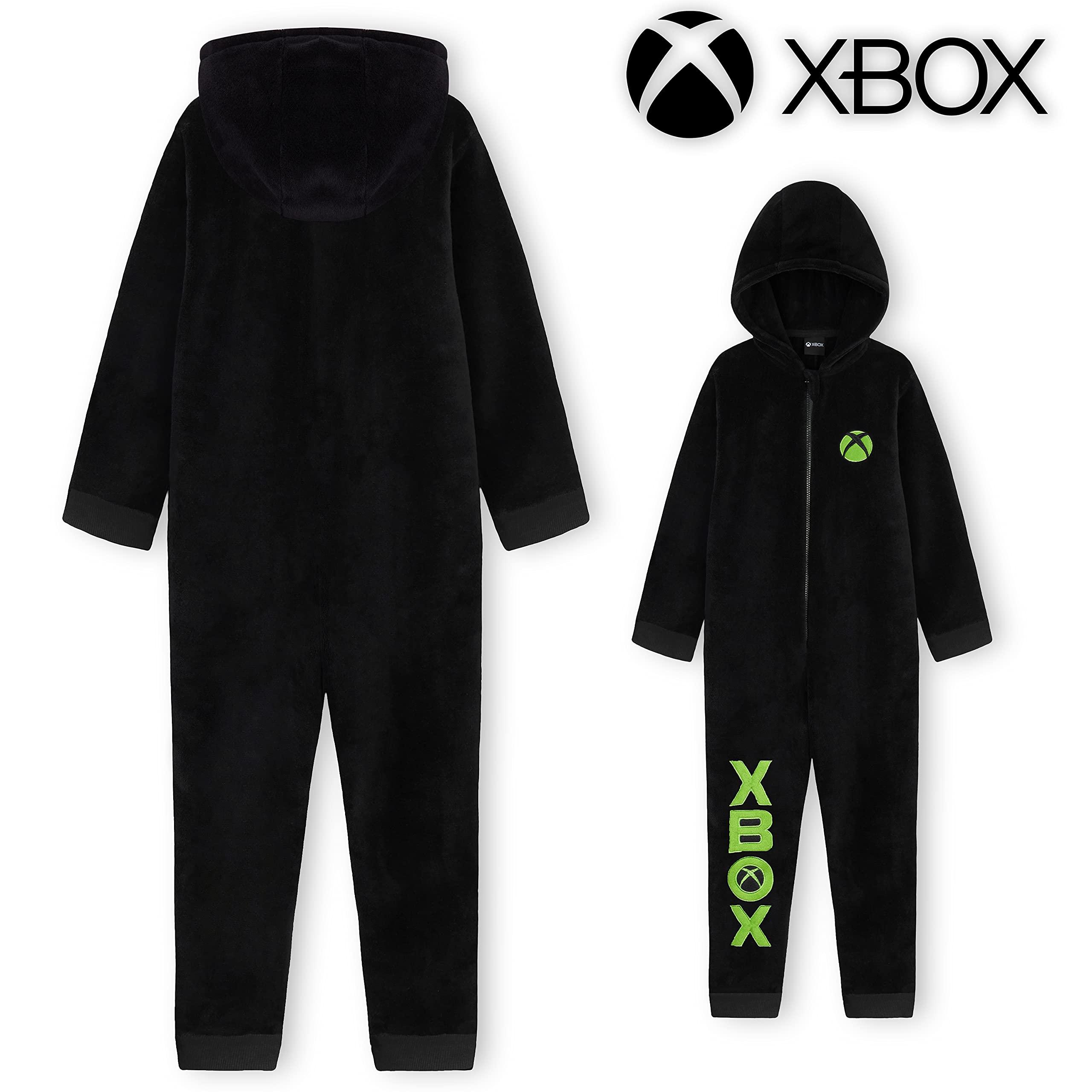 Xbox Xbox One Piece Pajamas for Boys, Teens, Fleece Jumpsuit, Pajama Set, Sleepwear PJs, Loungewear, Gamer Gifts for Boys (13-14 Years, Black)