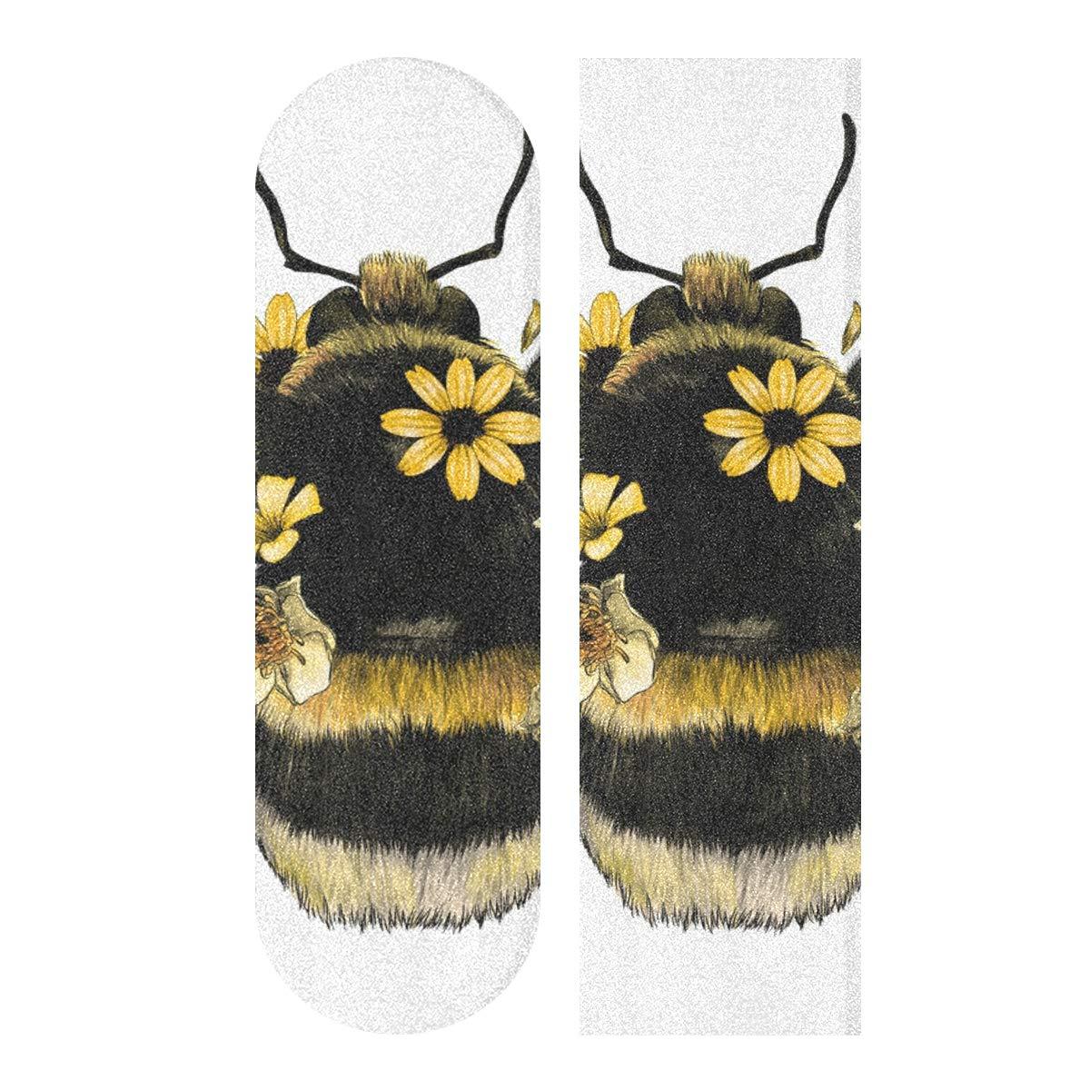 Hupery Hupery Fluffy Bumblebee Skateboard Grip Tape Longboard Griptape Waterproof Grip Tape Sheet Sticker Deck Sandpaper Griptape 33.1x 9.1 inch